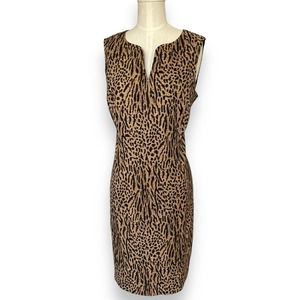 Vintage 90s Robbie Bee Animal Print Sheath Dress Leopard Cheetah Print Size Med
